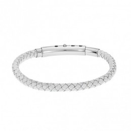 Βραχιόλι Senza Men`s Steel White Leather Strap SSD4990WH