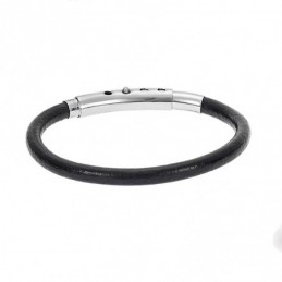 Βραχιόλι Senza Men`s Steel Black Leather Strap SSD4991BK