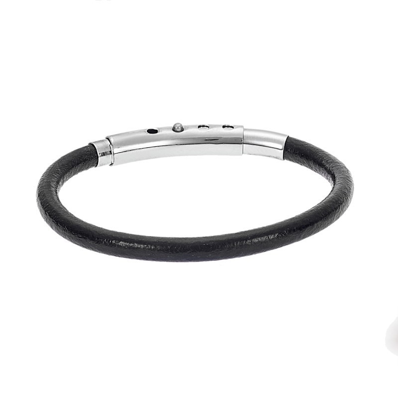 Βραχιόλι Senza Men`s Steel Black Leather Strap SSD4991BK