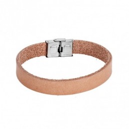 Βραχιόλι Senza Men`s Steel Beige Leather Strap SSD4993BG