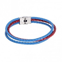 Βραχιόλι Senza Men`s Steel Red  και  Blue Leather Strap SSD4998-5