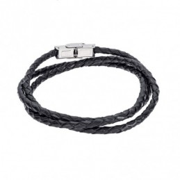 Βραχιόλι Senza Men`s Steel Black Leather Strap SSD5000BK