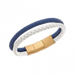 Βραχιόλι Senza Men`s Steel Blue  και  White Leather Strap SSD5026-1GD