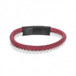 Βραχιόλι Senza Men`s Steel Red  και  White Leather Strap SSD5026-2