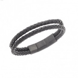 Βραχιόλι Senza Men`s Steel Black Leather Strap SSD5026BBK