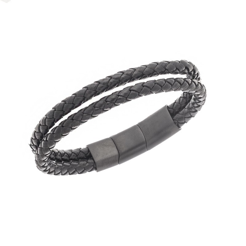 Βραχιόλι Senza Men`s Steel Black Leather Strap SSD5026BBK