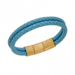 Βραχιόλι Senza Men`s Steel Turquise Leather Strap SSD5026GTQ