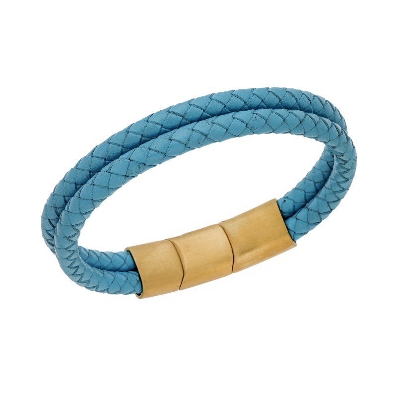 Βραχιόλι Senza Men`s Steel Turquise Leather Strap SSD5026GTQ