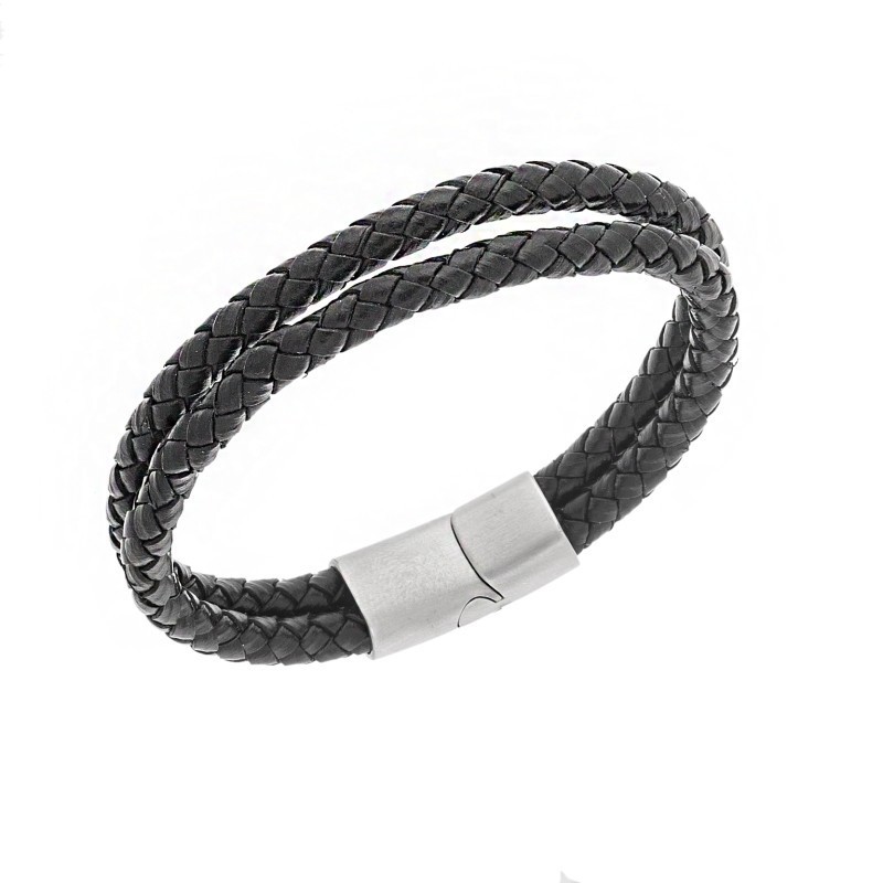 Βραχιόλι Senza Men`s Steel Black Leather Strap SSD5026SBK