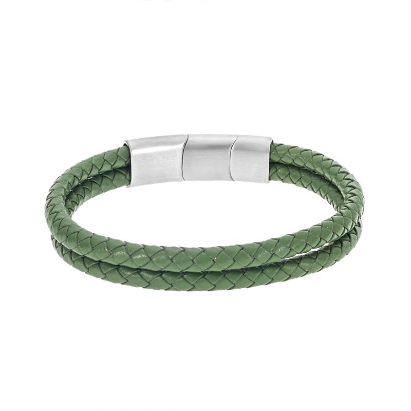 Βραχιόλι Senza Men`s Steel Green Leather Strap SSD5026SGN