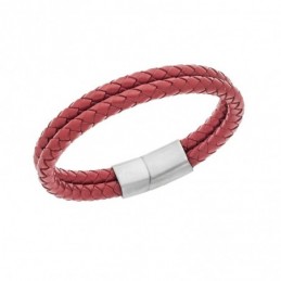 Βραχιόλι Senza Men`s Steel Red Leather Strap SSD5026SRD