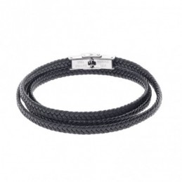 Βραχιόλι Senza Men`s Steel Black Leather Strap SSD5028BK
