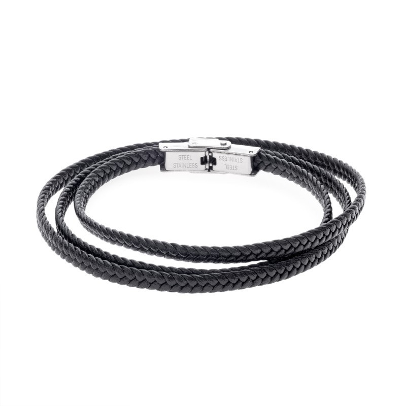 Βραχιόλι Senza Men`s Steel Black Leather Strap SSD5029BK