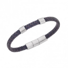 Βραχιόλι Senza Men`s Steel Black  και  Brown Leather Strap SSD5606SBNBK