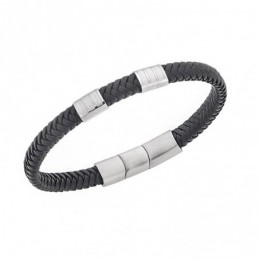 Βραχιόλι Senza Men`s Steel Black Leather Strap SSD5608SBK