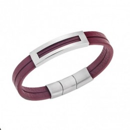 Βραχιόλι Senza Men`s Steel Red Leather Strap SSD5610SRD