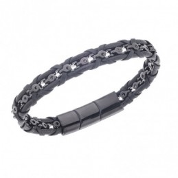 Βραχιόλι Senza Men`s Steel Black Leather Strap SSD5665BK