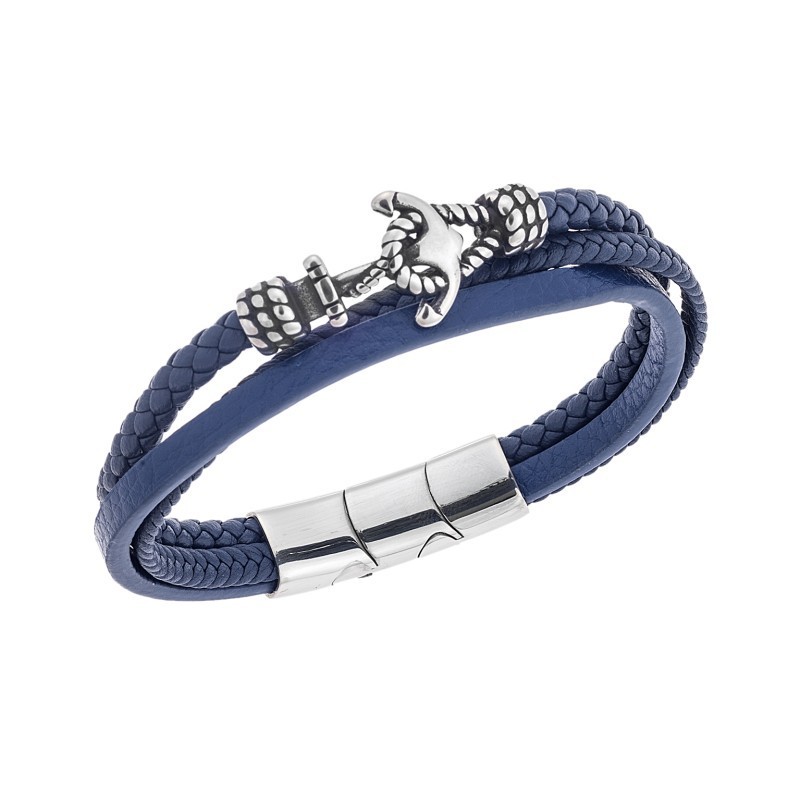 Βραχιόλι Senza Men`s Steel Blue Leather Strap