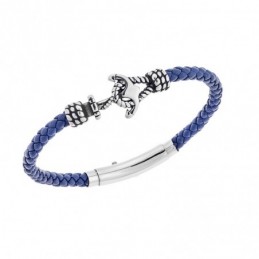 Βραχιόλι Senza Men`s Steel Blue Leather Strap