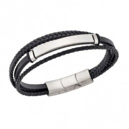 Βραχιόλι Senza Men`s Steel Black Leather Strap SSD5775SBK