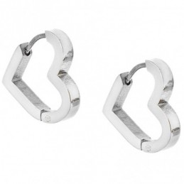 Σκουλαρίκια Κρίκοι SENZA Steel καρδιά 1.5cm SSD4684SR