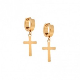 Σκουλαρίκια Γυναικεία SENZA Gold Plated Steel με κρεμαστό σταυρό SSD4686-1GD