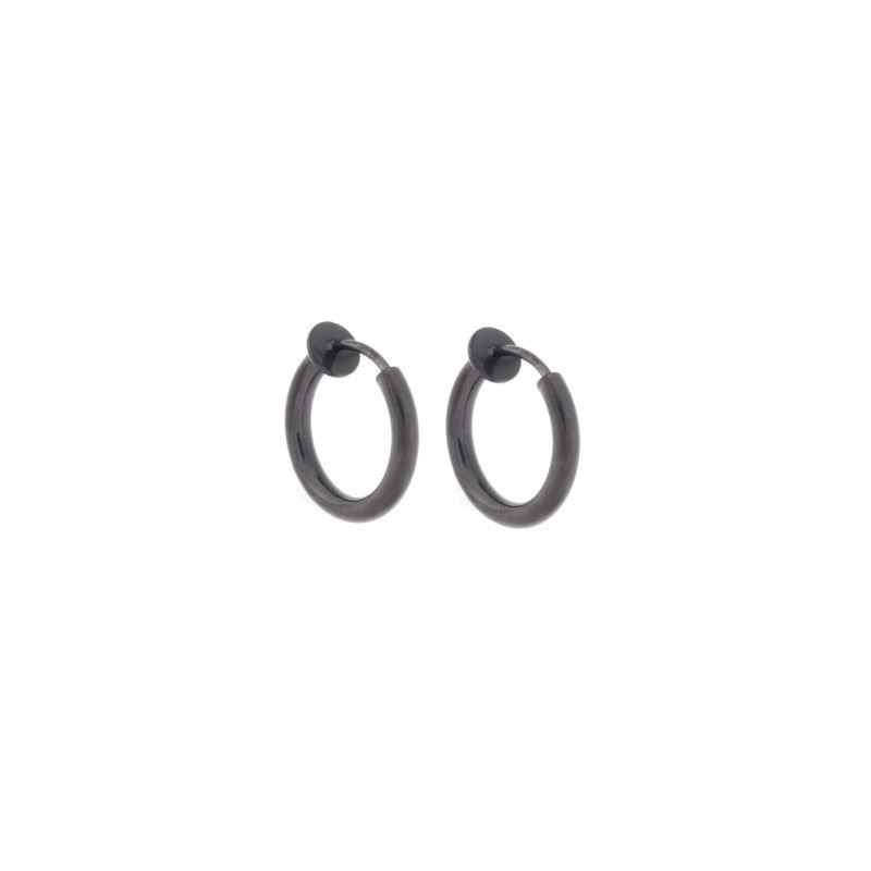 Σκουλαρίκια UNISEX SENZA Black Steel κρίκος χωρίς τρύπα SSD4689-1BK