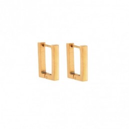 Σκουλαρίκια Κρίκοι Παραλληλόγραμμοι SENZA Gold Plated Steel 1.7x1.2 cm SSD4739-1GD