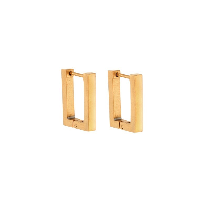Σκουλαρίκια Κρίκοι Παραλληλόγραμμοι SENZA Gold Plated Steel 1.7x1.2 cm SSD4739-1GD