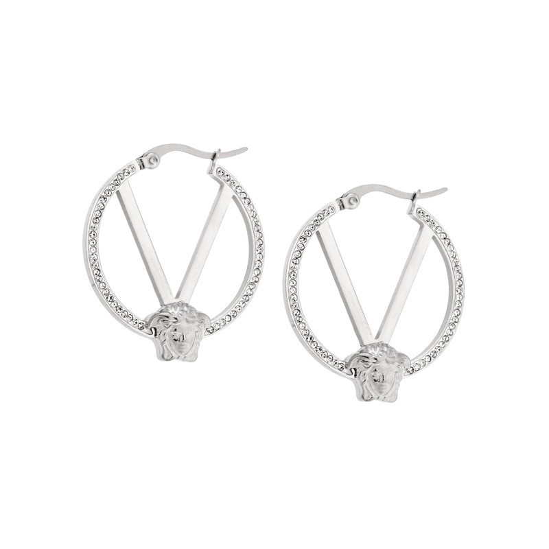 Σκουλαρίκια Γυναικεία SENZA Κρίκοι με strass από Ατσάλι SSD5139SR