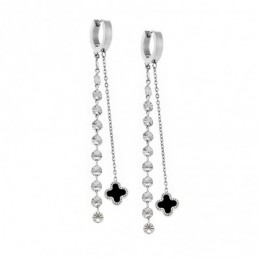 Σκουλαρίκια Γυναικεία SENZA από Ατσάλι με μαύρες πέτρες SSD5395SBK