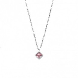 Μενταγιόν Senza Silver 925 τετράγωνο με ροζ Πέτρα SSR2476-12SR
