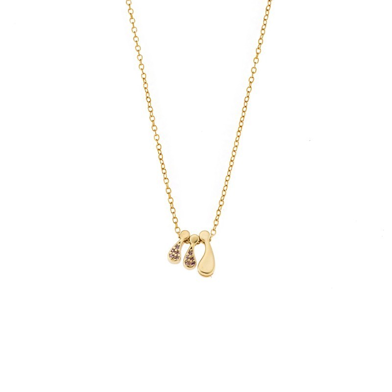 Κολιέ Senza επιχρυσωμένο ασήμι 925 με οικογένεια