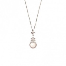 Κολιέ SENZA Rhodium Plated Ασήμι 925 με Φίλντισι SSR4468SR