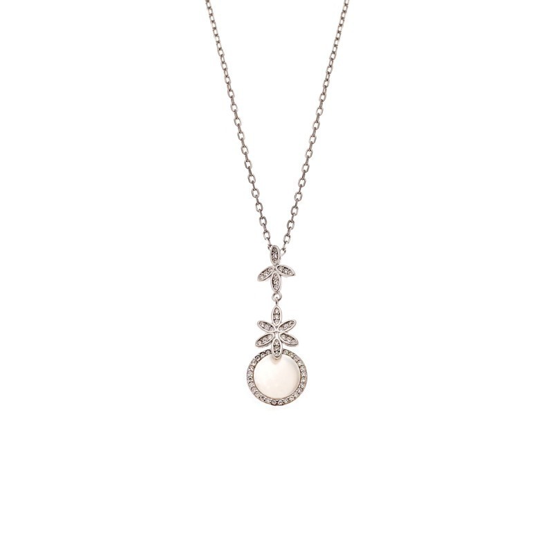 Κολιέ SENZA Rhodium Plated Ασήμι 925 με Φίλντισι SSR4468SR