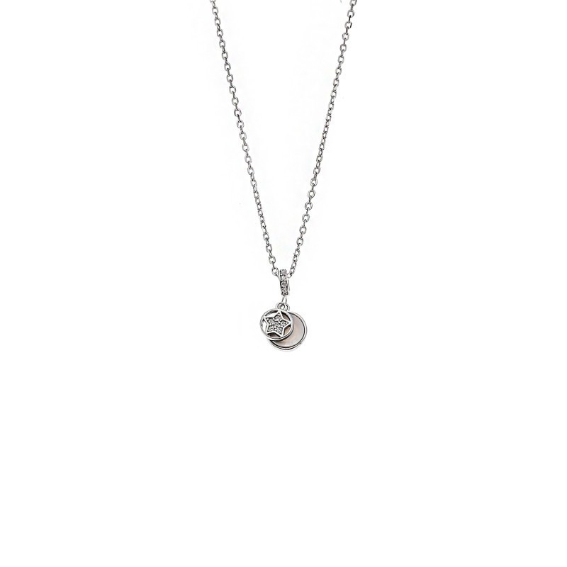 Κολιέ SENZA Rhodium Plated Ασήμι 925 με Φίλντισι SSR4470SR