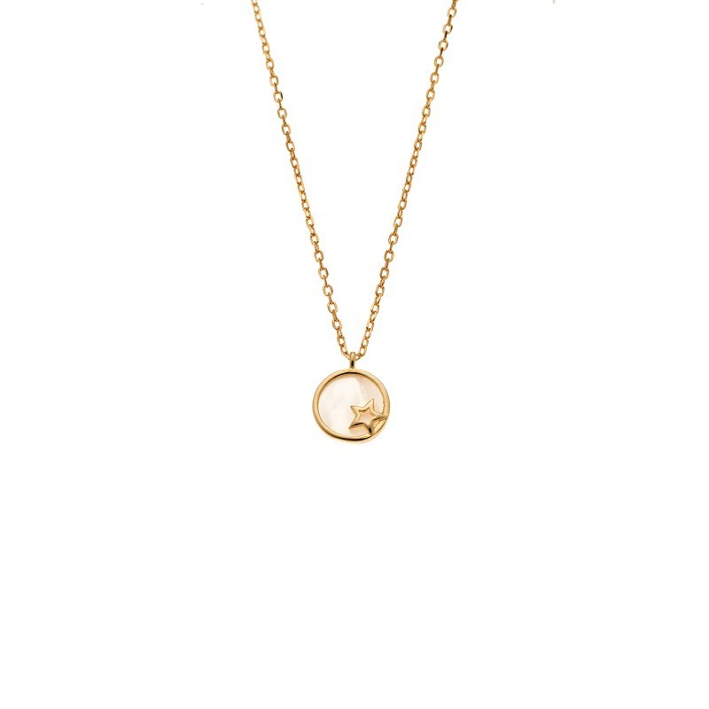 Κολιέ SENZA Αστεράκι Gold Plated Ασήμι 925 με Φίλντισι SSR4472GD