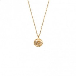 Κολιέ SENZA Αστεράκια Gold Plated Ασήμι 925 με Φίλντισι SSR4473GD