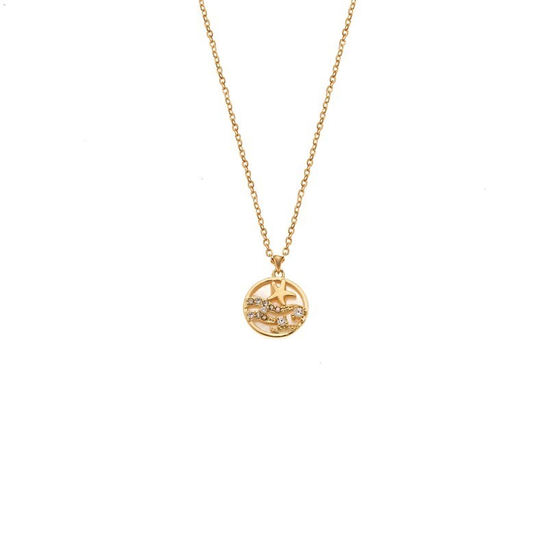 Κολιέ SENZA Αστεράκια Gold Plated Ασήμι 925 με Φίλντισι SSR4473GD