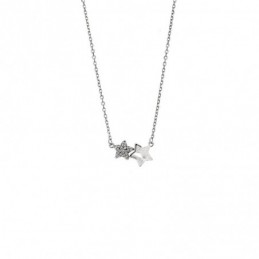 Κολιέ SENZA Αστεράκια Rhodium Plated Ασήμι 925 με Φίλντισι SSR4475SR