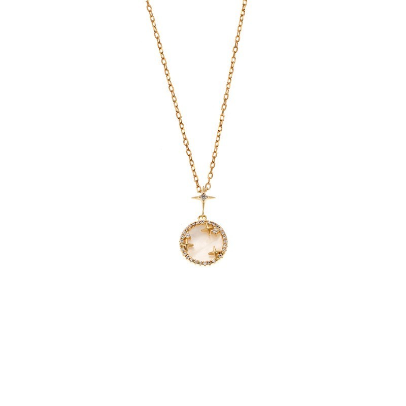 Κολιέ SENZA Αστεράκια Gold Plated Ασήμι 925 με Φίλντισι SSR4476GD