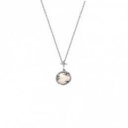 Κολιέ SENZA Αστεράκια Rhodium Plated Ασήμι 925 με Φίλντισι SSR4476SR