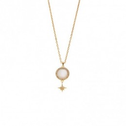Κολιέ SENZA Αστεράκι Gold Plated Ασήμι 925 με Φίλντισι SSR4477GD