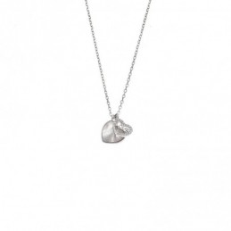 Κολιέ SENZA Καρδούλες Rhodium Plated Ασήμι 925 με Φίλντισι SSR4479SR