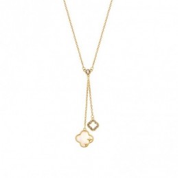 Κολιέ SENZA Gold Plated Ασήμι 925 με Φίλντισι SSR4482GD