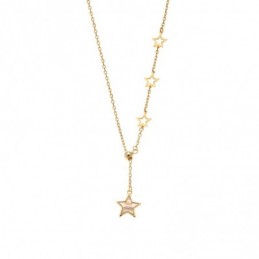 Κολιέ SENZA Αστεράκια Gold Plated Ασήμι 925 με Φίλντισι SSR4487GD