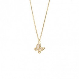 Κολιέ SENZA Πεταλούδα Gold Plated Ασήμι 925 με Φίλντισι SSR4488GD