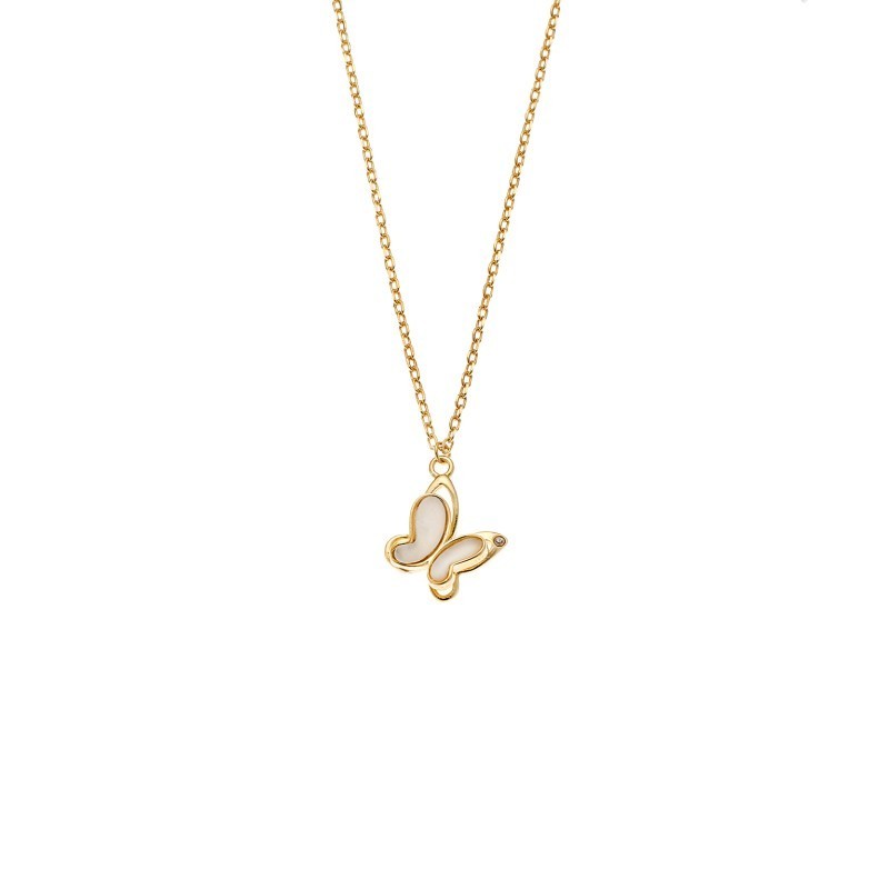 Κολιέ SENZA Πεταλούδα Gold Plated Ασήμι 925 με Φίλντισι SSR4488GD