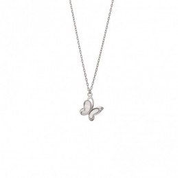 Κολιέ SENZA Πεταλούδα Rhodium Plated Ασήμι 925 με Φίλντισι SSR4488SR