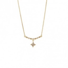 Κολιέ SENZA Λουλουδάκι Gold Plated Ασήμι 925 με Φίλντισι SSR4491GD